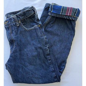 VTG 90s‎ Lands End Womens 16 Blanket Lined Flannel Relaxed Baggy Jeans USA 32x28